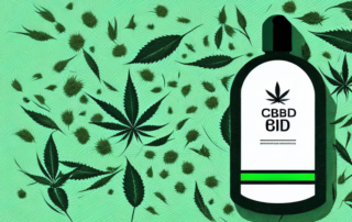 A bottle of cbd oil drops with a price tag