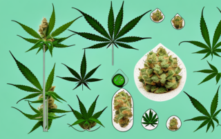 Various stages of a cannabis seed germinating and growing into a healthy plant