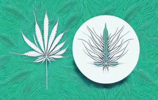 A cbd oil dropper with hemp leaves in the background