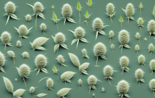 A hemp plant in different stages of flowering