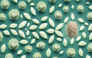 A sequence of hemp seeds sprouting