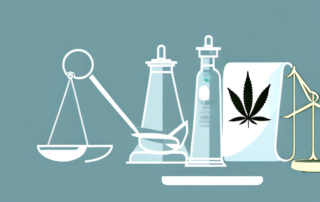 A medical prescription bottle with a cannabis leaf symbol on it