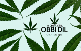 A cbd oil bottle with a cannabis leaf