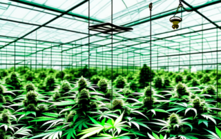 A greenhouse with cannabis plants inside