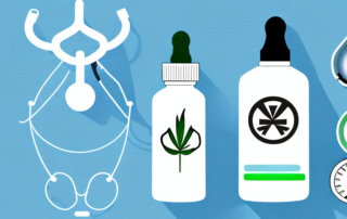 A cbd oil bottle with a medical cross symbol on it