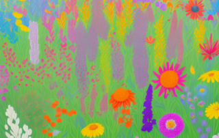 A vibrant scene showcasing a garden in its third week of bloom