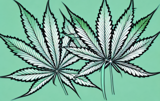 A cannabis plant juxtaposed with an arthritic joint