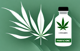 A cannabis plant inside a prescription bottle to signify the legal and easy availability of medical cannabis