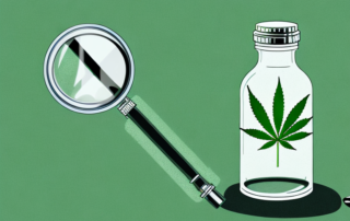 A cannabis plant inside a glass bottle