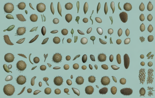 Various types of seeds in different stages of germination