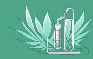 A hemp plant with its extracts flowing into a test tube