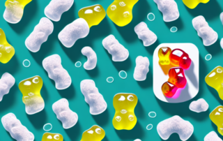 Cbd gummy bears next to a swollen
