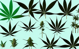 A series of potted marijuana plants at different stages of growth