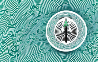 A cbd oil bottle with a hemp leaf symbol on it