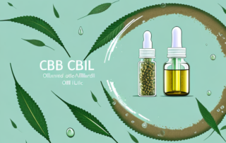 A cbd oil dropper with a few drops falling into a glass of water
