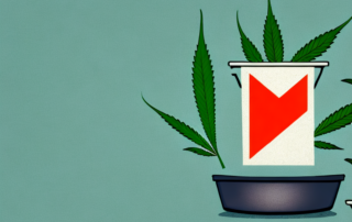 A medical cannabis plant in a pot with a german flag in the background