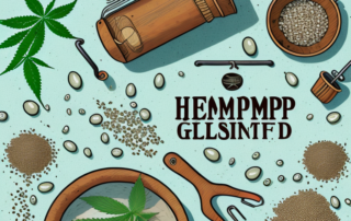 A variety of hemp seeds scattered on fertile soil with a few small hemp plants sprouting