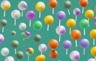 A variety of colorful hemp lollipops with a hemp leaf subtly imprinted on each