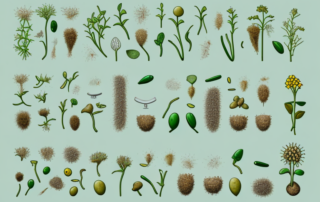 Various seeds in different stages of germination