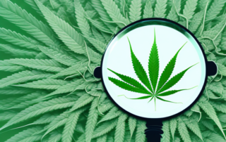 A hemp plant with a focus on its leaves and buds