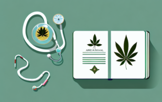 A medical cannabis leaf sitting atop a book