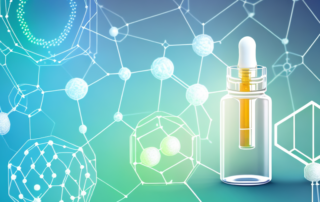 A cbd oil dropper bottle with a radiant glow