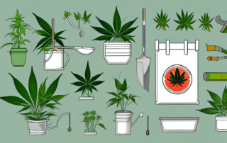 A healthy cannabis plant in a pot
