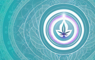 A cbd oil bottle with a halo of light around it