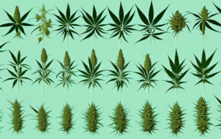 Various types of cannabis plants with different sizes and colors