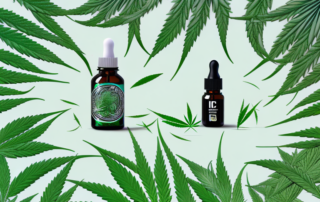 A cbd oil dropper bottle with radiating lines to symbolize its effects