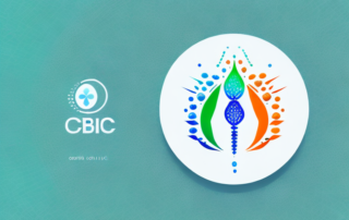 A cbd oil dropper with a few drops falling into a stylized representation of a joint affected by arthritis