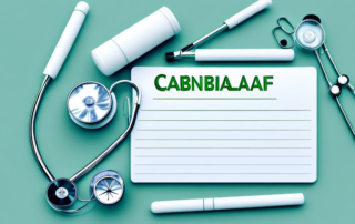 A cannabis leaf on a prescription pad