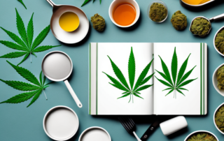 A cannabis leaf on a cookbook