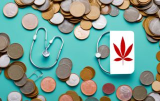 A medical cannabis plant with a stethoscope wrapped around it