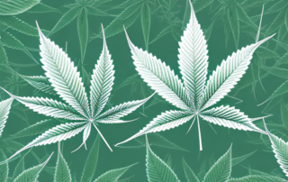 A hemp plant with its leaves elegantly transitioning into cbd molecules
