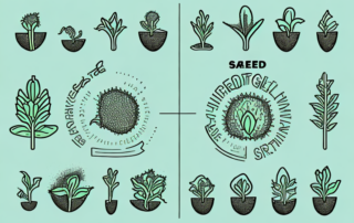 Several stages of a seed germination process
