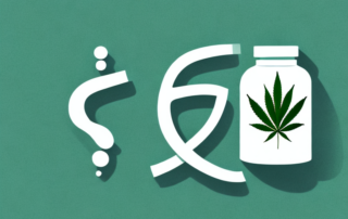 A cannabis leaf lying next to a traditional medicine bottle