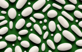 Several different types of cbd tablets arranged neatly on a clean