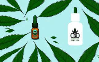 A cbd oil dropper with a few drops falling into a small bottle