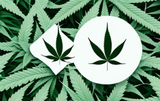 A hemp plant with its leaves subtly shaped like pain relief symbols