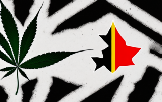 A medical cannabis leaf symbolically breaking through a german flag