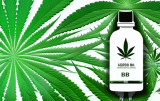 A glass dropper bottle with cbd oil