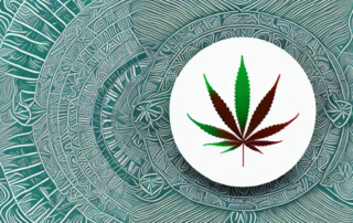 A cbd salve jar with a hemp leaf symbol