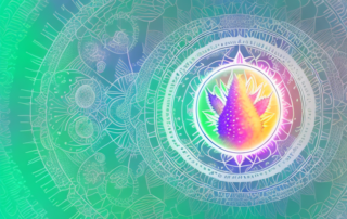 A bottle of cbd hemp oil with a radiant aura
