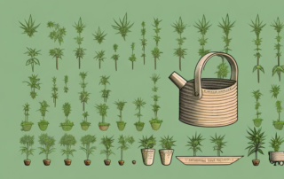 A lush garden with various stages of hemp plants growing