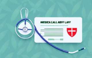 A medical cannabis leaf with a stethoscope and a health insurance card