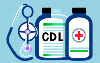 A cbd oil bottle with a medical cross symbol on it