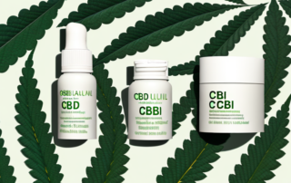 Various cbd-infused skincare products like cream