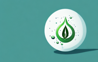 A hemp oil dropper with a few drops falling into a glowing sphere