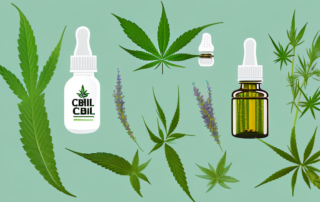 A cbd oil dropper with a few drops falling into a medicine bottle